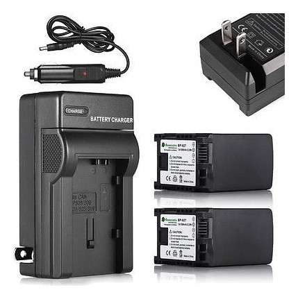 2 X 3000mah Descodificado Batería + Cargador Para Bp-827 Can 1