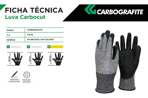 Luva Pu Anticorte Carbografite Carbocut Tam.10 - 01 Par 1