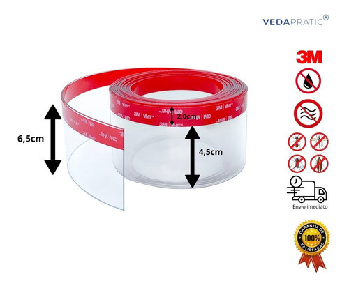 Veda Porta/portão 6,5 Cm Alt, Vedapratic 1,5 Mt Transparente 1