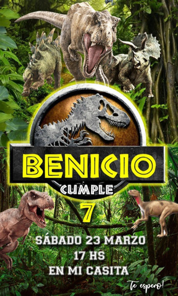 Invitación Digital Jurassic Park Dinosaurios Jurassic World 0