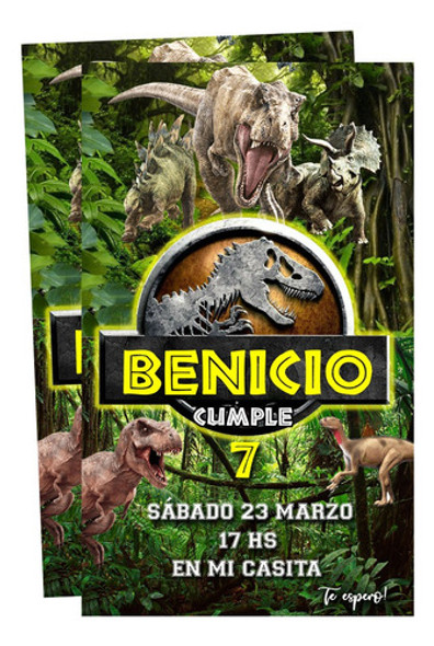 Invitación Digital Jurassic Park Dinosaurios Jurassic World 1
