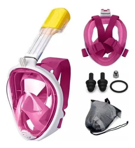 Máscara De Mergulho Full Face Go Pro  Rosa S/m 0