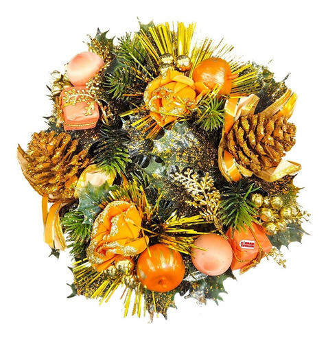 Corona Colgante 22 Cm Decorada Piña Adorno Navidad - Cc 0