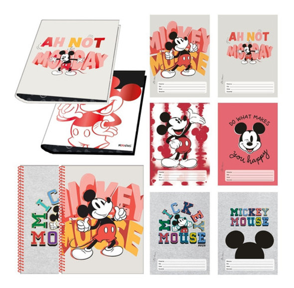 Kit Secundaria Mickey Mou Carpeta Separador Cuaderno Mooving 0
