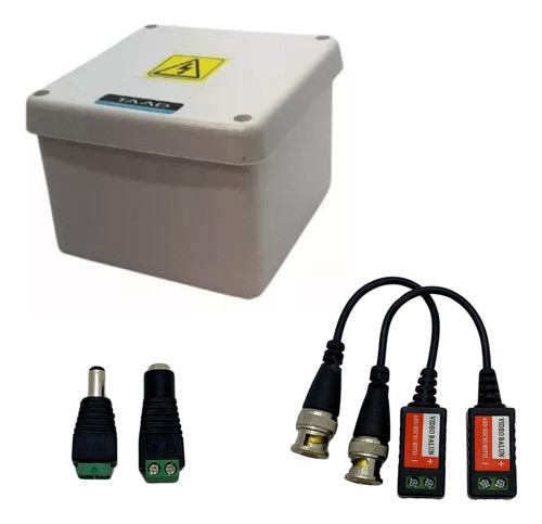 Kit Exterior P/ Camara Seguridad Caja Estanco Balun Plugs Dc 0