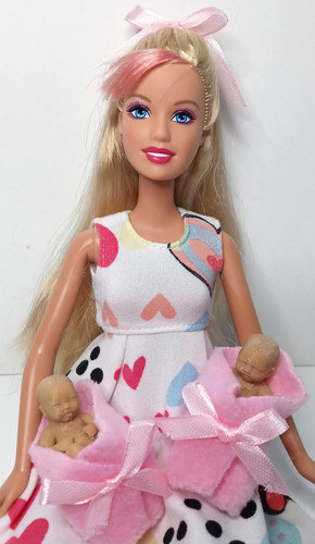 Muñeca Embarazada Con 2 Bebes Gemelos Y Accesorios 0