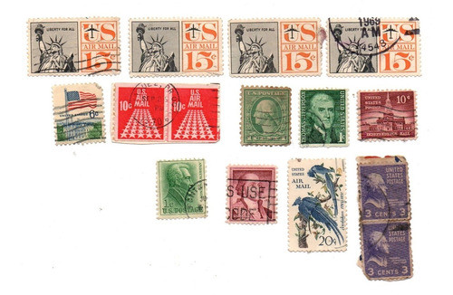 15 Estampillas Varias De Eeuu 0