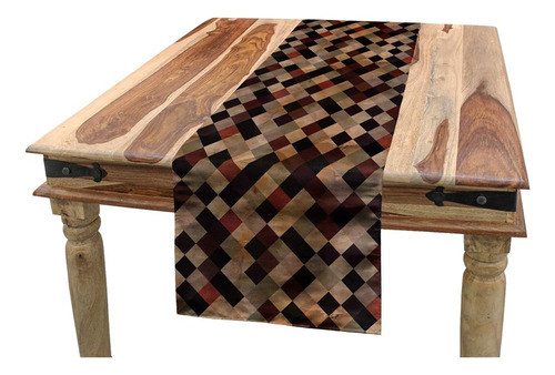 Ambesonne Grunge Camino De Mesa, Patrón A Cuadros De Aspecto 0