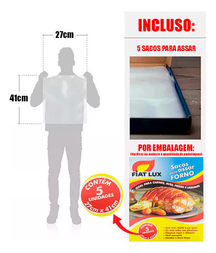 05 Unidades De Saco Assa Rápido Fiat Lux 27x41 Para Assados 1