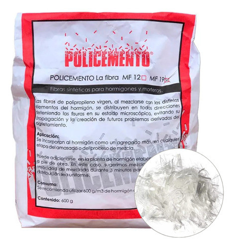 Fibra Sintetica Para Hormigon Y Revestimiento X 600gr 0