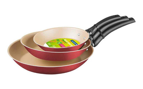 Juego De 3 Sartenes 16 20 Y 24 Cm Tramontina Turim Rojo Kirk 0