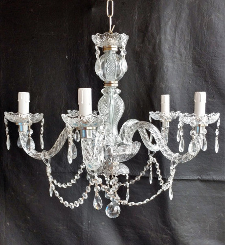 Araña Colgante De Vidrio 5 Luces Con Caireles!!la Original 1