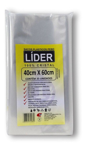 Saco Plastico 40x60x0,12 Saco Pebd 600mm 1