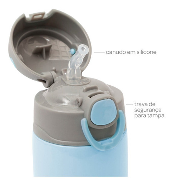 Copo Térmico Buba Parede Dupla Com Canudo Gumy Azul 12109 1