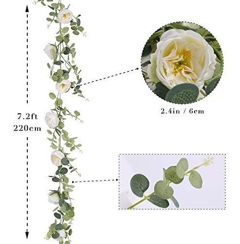 Guirnalda De Eucalipto Artificial De Flores De Peonia Blanca 1