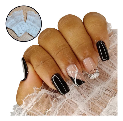 Par Luva Punho Para Foto Unha Manga Falsa Nail Manicure 0