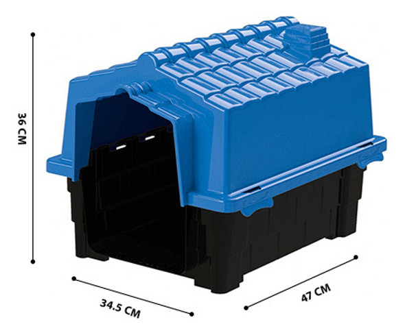 Casinha P/ Cachorro Eco Colors Casa Cães Plástico N1 - Azul 1