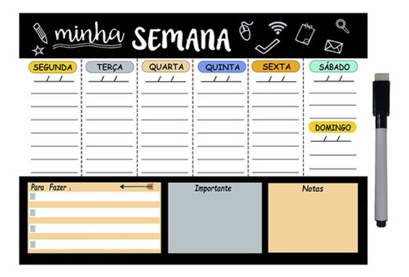 Planejador Metálico Semanal 20x26cm + Caneta 0