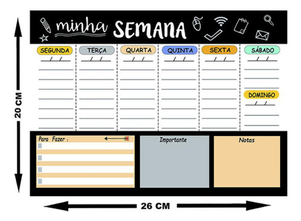 Planejador Metálico Semanal 20x26cm + Caneta 1