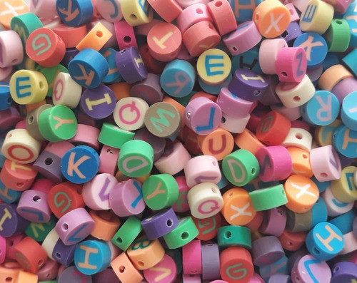 100 Entremeio Colorido Infantil Letra Pvc 10mm Pulseira Biju 0