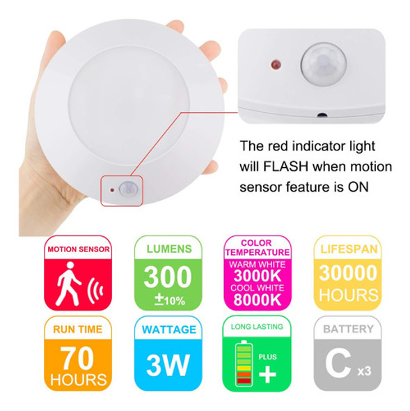 Luz De Ducha A Pila Con Sensor Movimiento Brillo Regulable 1