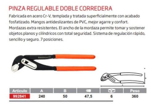 Pinza Regulable 10 '' Doble Corrededa | Biassoni 1