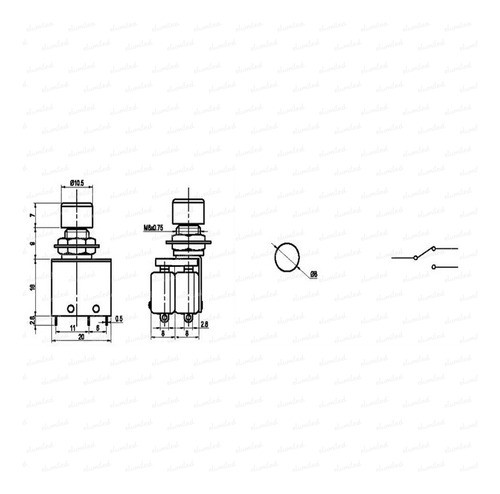 Pulsador Push Switch Interruptor 5a 250v Amarillo Na Nc 1