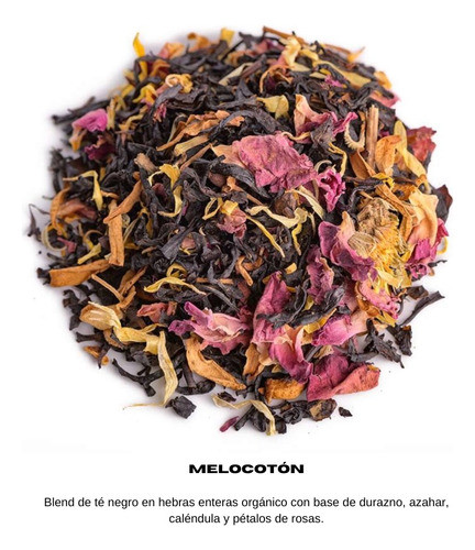 Te Negro En Hebras Melocoton Durazno Calendula Rosas 1