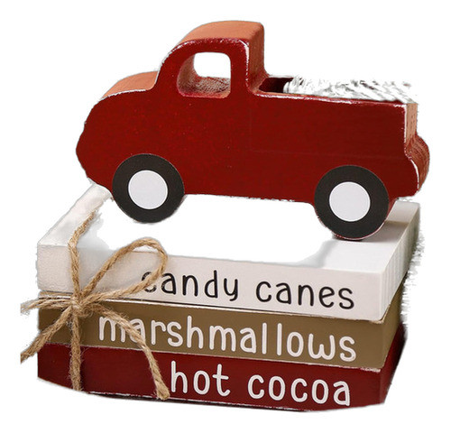 Adorno Navideño Para Estante Libros Camión Con Pino 0
