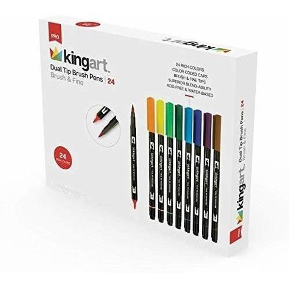Kingart 44524 Juego De 24 Rotuladores De Punta Doble 24 Unid 0