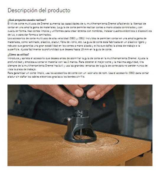 Kit Corte P/minitorno Guia + 3 Mecha Brocas Dremel 565 - Fdn 1