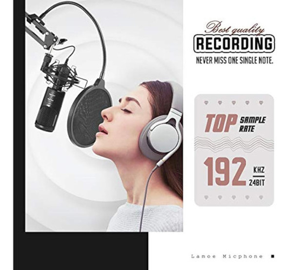 Lamoe Studio Condenser Micrófono Usb Podcast Micrófono De Co 1