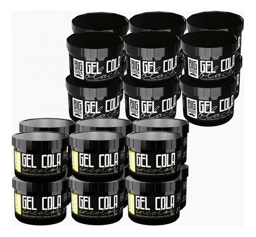 Gel Cola Big Barber 300g Misto Black + Incolor Fardo 18 Unid 0