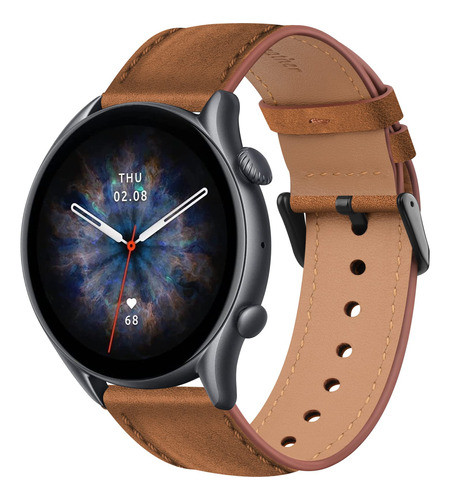 Malla De Cuero Para Amazfit Gtr 47mm, Gtr 2e, 22mm Marron Ro 0