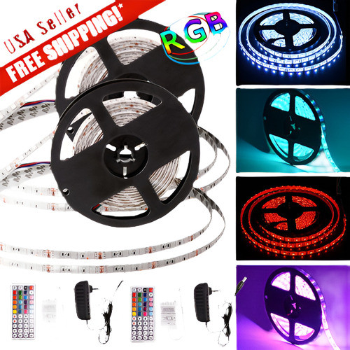 2 X Impermeable 5m 5050 Rgb Smd 300 Led Tira Luz 44key Remot 0