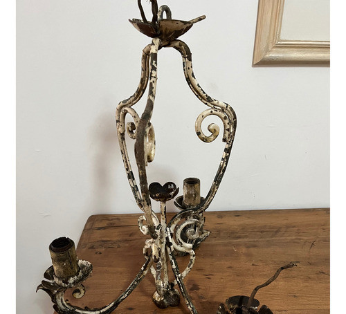 Araña Tres Luces Estilo Provenzal Hierro Forjado 1