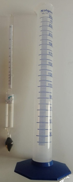 Densimetro P/ Cachaça Gay Lussac 0-100 + Proveta 250 Ml 1