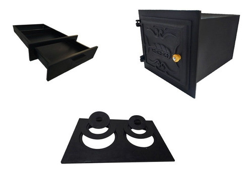 Kit Forno Ferro Fundido P/ Fogão À Lenha G Aço + Chapa 2 F 0
