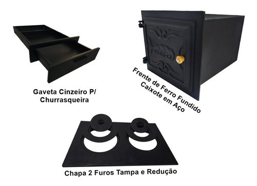 Kit Forno Ferro Fundido P/ Fogão À Lenha G Aço + Chapa 2 F 1