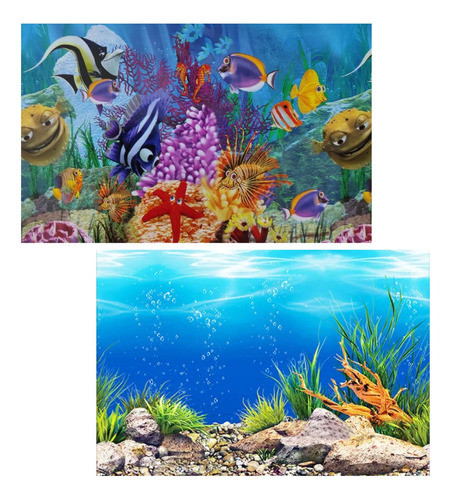 Enfeite Aquário Painel Fundo 70x30cm Dory Mar Planta 2 Lados 0