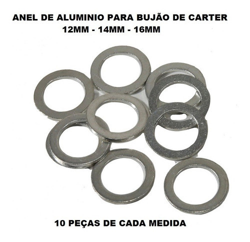 Kit Anéis De Aluminio Para Bujão De Carter Diversos Carros 0