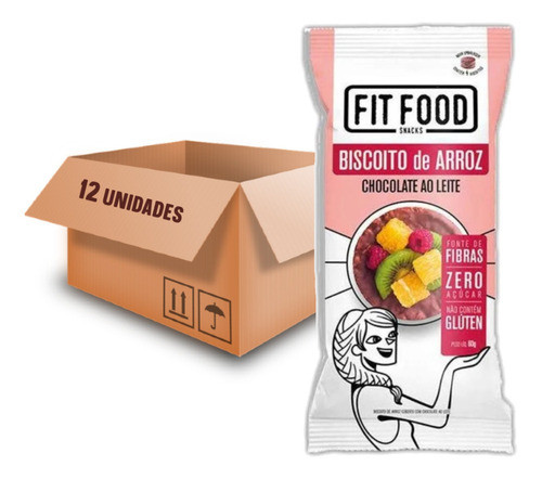 Biscoito De Arroz Com Chocolate Ao Leite Fit Food 60g (12x) 0
