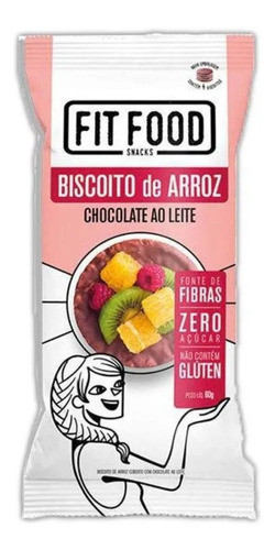 Biscoito De Arroz Com Chocolate Ao Leite Fit Food 60g (12x) 1