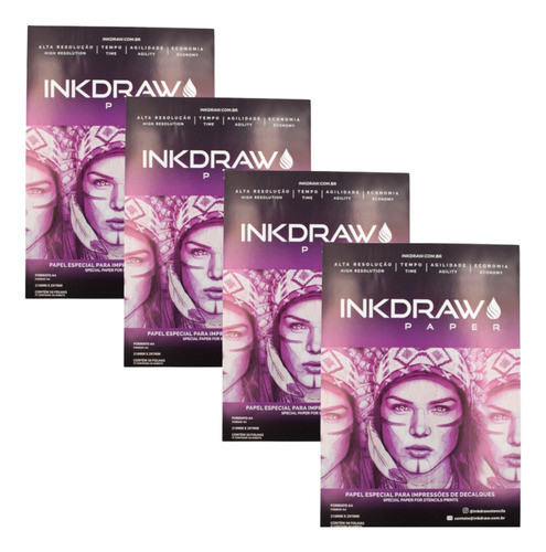 Kit 04 Un Inkdraw Papel Para Impressora Decalque Tattoo 0