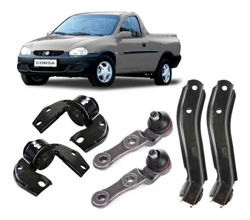 Kit - 2 Bandeja+ 2 Pivô+ 2 Morcegão Pick-up Corsa 98 99 2000 2001 2002 2003 2004 2005 2006 1