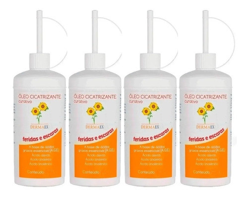 Óleo Cicatrizante De Girassol 100ml Dermaex - Kit Com 4 0