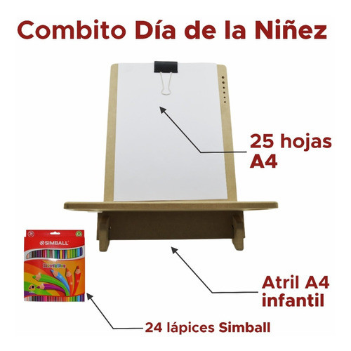 Combo Atril A4 Infantil +  24 Lapices Simball + 25 Hojas 1
