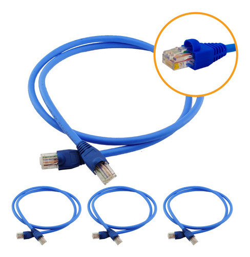 Kit 32 Un Cabo De Rede 1m Cat6 Furukawa Rj45 Azul Gigabit 0