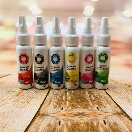 Kit 6 Corantes Alimentício Soft Gel Mago - 15g Confeitaria 0