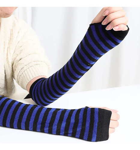 Mitones - Guantes Rayados Azul / Negro 1